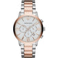 Emporio Armani Silver and Bronze Steel Chronograph Watch