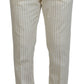 Dolce & Gabbana Off White Gold Striped Tuxedo Slim Fit Suit