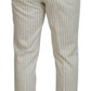 Dolce & Gabbana Off White Gold Striped Tuxedo Slim Fit Suit