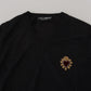 Dolce & Gabbana Gray Cashmere V-neck Gold Heart Sweater