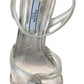 Prada Silver Leather Sandals Ankle Strap Heels Stiletto