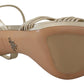 Prada Gold Leather Sandals Ankle Strap Heels Stiletto Sandal