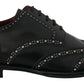 Dolce & Gabbana Black Leather Derby Dress Studded Shoes