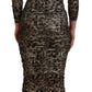 Dolce & Gabbana Multicolor Leopard Bodycon Sheath Midi Dress