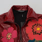 Dolce & Gabbana Maroon Floral Full Zip Polyester Women Jacket