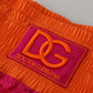 Dolce & Gabbana Pink Orange Lace Cotton High Waist Shorts