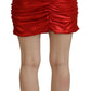Dolce & Gabbana Metallic Red High Waist Polyester Mini Skirt
