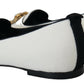Dolce & Gabbana White Velvet Slip Ons Loafers Flats Shoes