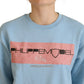 Philippe Model Light Blue Logo Printed Long Sleeves Sweater