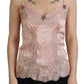 Dolce & Gabbana Pink Satin Lace Roses Tank Top Lingerie