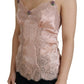 Dolce & Gabbana Pink Satin Lace Roses Tank Top Lingerie