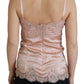 Dolce & Gabbana Pink Satin Lace Roses Tank Top Lingerie