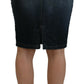 Fiorucci Dark Blue Washed Mid Waist Pencil Cut Denim Skirt