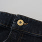 Fiorucci Dark Blue Washed Mid Waist Pencil Cut Denim Skirt