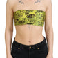 John Galliano Yellow Newspaper Print Cropped Blouse