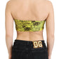 John Galliano Yellow Newspaper Print Cropped Blouse