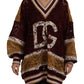 Dolce & Gabbana Multicolor Lace V-neck Pullover Sweater