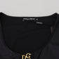 Dolce & Gabbana Black Cotton Stretch Open Chest 3/4 Sleeve Top