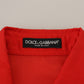Dolce & Gabbana Red Silk Collared Long Sleeves Dress Shirt Top