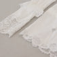 Dolce & Gabbana White Cotton Lace Trim Turtle Neck Blouse Top