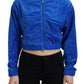 Juicy Couture Blue Cotton Full Zip Cropped Hooded Sweatshirt Sweater