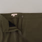 LAUREL Green Cotton High Waist Women Tapered Pants