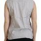 Ferre Light Gray Stripes Cotton Sleeveless Collared Top
