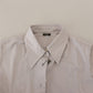 Ferre Light Gray Stripes Cotton Sleeveless Collared Top