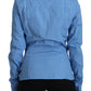 Ferre Blue Cotton Long Sleeves Collared Button Down Top