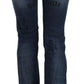 John Galliano Blue Newspaper Print Low Waist Skinny Denim Pants