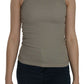 PINK MEMORIES Beige Sleeveless Spaghetti Strap Tank Blouse