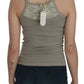 PINK MEMORIES Beige Sleeveless Spaghetti Strap Tank Blouse