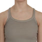 PINK MEMORIES Beige Sleeveless Spaghetti Strap Tank Blouse