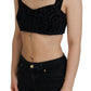 Dolce & Gabbana Black Leopard Cropped Bustier Corset Bra Top