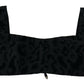Dolce & Gabbana Black Leopard Cropped Bustier Corset Bra Top