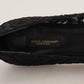 Dolce & Gabbana Black Taormina Lace Crystals Flats Shoes
