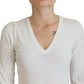 Patrizia Pepe Ivory V-Neck Long Sleeves Women Blouse Top