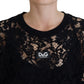Dolce & Gabbana Black Floral Lace Cotton Shift Mini Dress