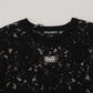 Dolce & Gabbana Black Floral Lace Cotton Shift Mini Dress