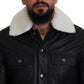 Dolce & Gabbana Black Lamb Leather Collared Men Coat Jacket