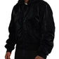 Dolce & Gabbana Black Nylon Hooded Full Zip Bomber Jacket