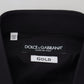 Dolce & Gabbana Black Floral Embroidery Men Long Sleeves GOLD Shirt