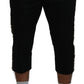 Dolce & Gabbana Black Cotton Elastic Waist DG Logo Cropped Pants