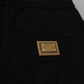 Dolce & Gabbana Black Cotton Elastic Waist DG Logo Cropped Pants