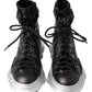 Dolce & Gabbana Black Nylon Galileo High Top Sneakers Shoes