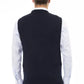 Alpha Studio Blue Viscose Men's V-neck Vest