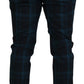 Dolce & Gabbana Blue Purple Plaid Wool Trousers Pants