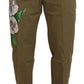 Dolce & Gabbana Beige Cotton Stretch Floral Chinos Pants