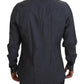 Dolce & Gabbana Blue Cotton Denim Crystal Bee Shirt