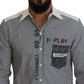 Dolce & Gabbana Gray White Striped Slim Fit Shirt